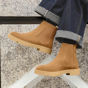 Botas Chelsea Marrones Retro de Lujo, Botas Cortas Estilo Desierto con Suela Gruesa, Tallas 38-44, Plataforma Antideslizante de Goma para Aumentar la Altura - Product Image 3