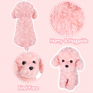 Peluche di Cucciolo di Barboncino Rosa, Morbido Animale di Peluche a Forma di Cane Riccio per Ragazze, Cucciolo Seduto Soffice, Peluche Personalizzato OEM - Product Image 5