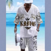 2025 Independent Site AliExpress Musim Panas Kasual untuk Set Celana Pendek Lengan Pendek Fashion Pria Ukuran Besar Cetak 3D