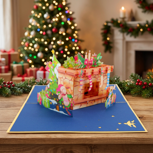 Tarjeta Pop-up 3D Hecha a Mano, Diseño Personalizado, Estilo Chimenea, Sobre Navideño, Regalos de Hanoi, Estilo Romántico, Superventas - Product Image 2