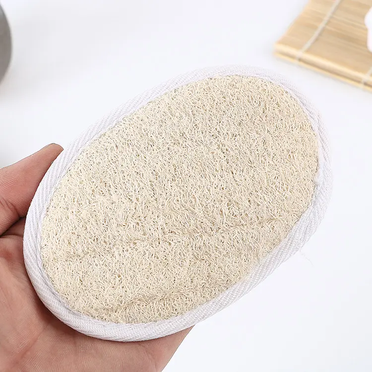 Spugna di luffa naturale 100% e materiali in cotone morbido premio esfoliante Loofah Pad Scrubber asciugamano da bagno luffah lavare indietro