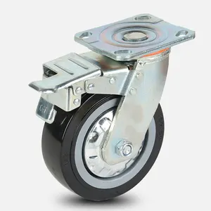 定制4 5 6 8英寸耐用塑料TPR聚氨酯聚氯乙烯手推车车轮重型工业聚氨酯橡胶脚轮