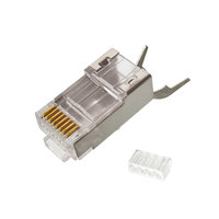 Gold Plated 50U Nickel-plated Iron Metal Shell Cat7 Shielded 8P8C STP FTP Modular Ethernet Network RJ45 Connector Plug
