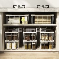 Stapelbare metalen draadmanden met opklapbare handgrepen voor keukenkast, fruit, groenten en voorraadkast organisatie