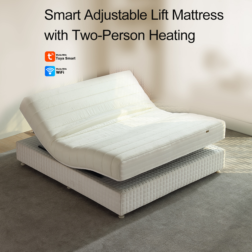 Matelas chauffant intelligent à hauteur réglable pour deux personnes, blanc