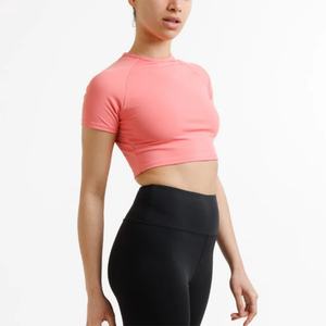 Camiseta Deportiva Personalizada para Mujer, Camisetas de Cuello Redondo de Alta Calidad al por Mayor, Camiseta Corta Ajustada para Mujer - Product Image 2