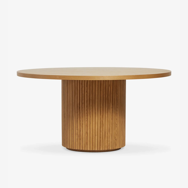 Solid Oak Retro Dining Table for Six Custom Modern Design Round Table for Dining Room and Negotiation Made of Wood