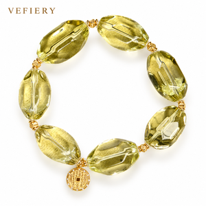 Natural Citrine Irregular Pineapple Cut Beaded Stretch <b>Bracelet</b> with Gold Tone Details <b>for</b> <b>Women</b> Jewelry Wholesale - Product Image 1