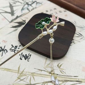 Horquilla de pelo estilo chino antiguo con hoja de loto y borla larga, horquilla para mujer con diseño elegante, horquilla para Qipao - Product Image 2
