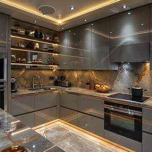 ตู้ครัวปรับแต่งได้หรูหราทันสมัยสำหรับห้องครัวที่บ้านร่วมสมัย - Product Image 2