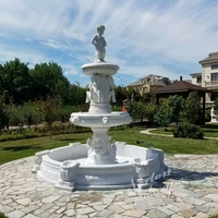 Fontaines d'eau en marbre blanc de luxe en gros, grandes statues de jardin et d'hôtel, sculptures d'animaux en pierre de sable