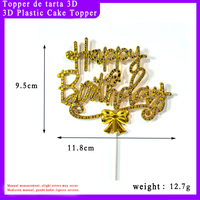 Fabrikpreis 3D Plastik Happy Birthday Cake Topper Sechseckiger Rahmen Kursivschrift Geburtstagstorten-Dekoration Party-Feier