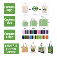 Sac de poche fourre-tout de voyage en toile de coton vert personnalisé en gros avec compartiment