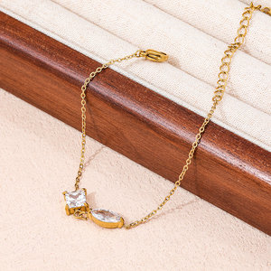 Fenny gelang rantai zirkonia untuk wanita, perhiasan rantai baja tahan karat tahan air & tidak pudar modis cantik persegi untuk wanita - Product Image 6