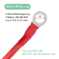 Kabel konektor kawat tembaga untai AWG, 12/10/8/6/4/2/0 untuk Inverter baterai 15cm karet untuk mesin mobil listrik elektronik