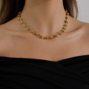 Modern <b>Classic</b> European American Style Zinc Alloy Knotted Chain Necklace Geometric Design Gift Jewelry - Product Image 4