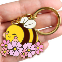 Vente en gros porte-clés plaqué or porte-clés en métal en forme d'abeille en vrac personnalisé