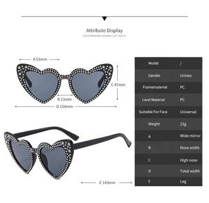 Lunettes à cœur pour femmes Lunettes de soleil à cœur en strass en vrac Lunettes de soleil à cœur mignon Lunettes de soleil de mariée pour la fête et le mariage - Product Image 4