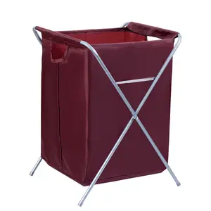 モダンスタイル格安大型洗濯収納バッグX字型スチール折りたたみ式生地ランドリーバスケット