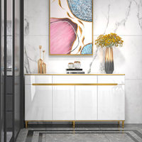 Buffet moderne de luxe léger avec finition en pierre frittée, meuble de rangement pour salon, 35 cm de large, grande capacité