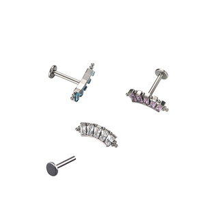 Fuxuan ASTM F136 titanio 5 rectángulo circón con trío bolas <span class=keywords><strong>en</strong></span> <span class=keywords><strong>el</strong></span> lado Labret cuerpo joyería <span class=keywords><strong>Piercing</strong></span> titanio - Product Image 4