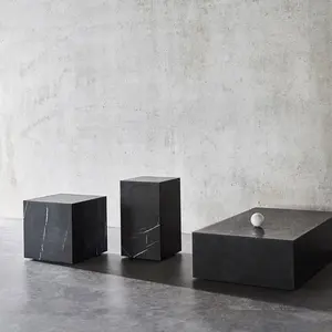 Popolare tavolino in marmo nero Marquina Cubo plinto e tavolino superficie levigata