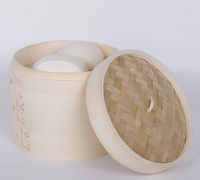 Premium — panier à vapeur en bambou de 10 pouces, fait à la main, deux niveaux de profondeur supplémentaire, dumplings Bao bang, chinois, pour aliments