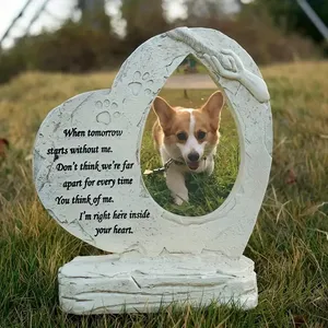 Vendita calda con cornice per foto con cuore commemorativa placca in resina con poesia incisa e stampa zampa, regalo ricordo di perdita di animali domestici in stile Vintage - Product Image 5