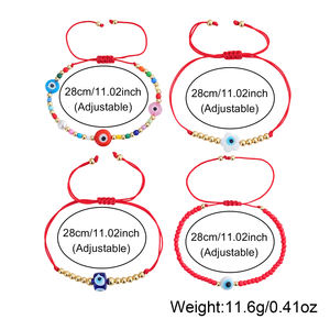 Set di Braccialetti Go2boho con Occhio Turco, Gioielli Protettivi con Cordoncino Rosso, Perline Placcate Oro e Charm a Fiore, Bracciali alla Moda con Perline - Product Image 6