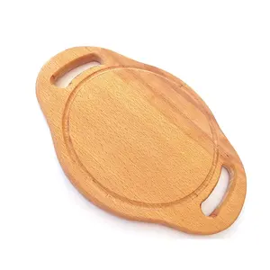 ハンドル付きの小さな木製まな板アップル型と丸い木製のミニチーズサービングトレイ