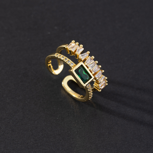CLBX da donna a forma di Micro <span class=keywords><strong>Cobra</strong></span> anello regolabile in cristallo verde placcato rame cuore con zircone squisita novità gioielli di moda - Product Image 6