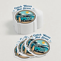 Autocollant en vinyle personnalisé, logo, imperméable, auto-adhésif, résistant aux UV, style rétro, pour voiture, valise, autocollants décoratifs découpés
