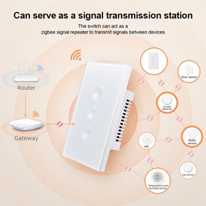 Interrupteurs muraux tactiles intelligents Wi-Fi US/UK sans fil 110V~240V <span class=keywords><strong>Smart</strong></span> <span class=keywords><strong>Life</strong></span> 10A avec bouton en verre à rainure concave, produit <span class=keywords><strong>Tuya</strong></span> <span class=keywords><strong>pour</strong></span> la maison - Product Image 3