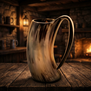 Decorative Real Cow Buffalo Horn Beer <b>Mug</b> Tankard Polish Natural American Style Eco-Friendly Dishwasher Safe Portable - Product Image 1