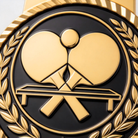Médaille de Tennis de Table Personnalisée Plaqué Or Émail Noir Pagaies Croisées Relief 3D Récompense pour le Championnat