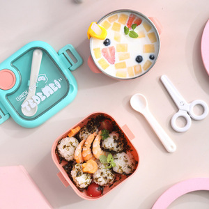 TedeMei Bol alimentaire carré en plastique à un seul niveau pour enfants, ensemble de <span class=keywords><strong>vaisselle</strong></span> pour bébé, boîte à lunch isotherme portable - Product Image 3