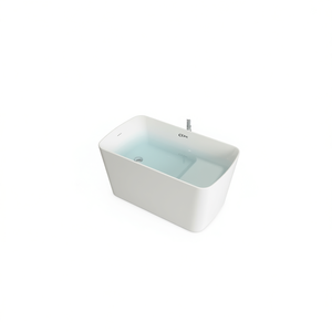 Bañera Independiente CCTUZ de 49 Pulgadas, Acrílico Blanco Brillante, Diseño Cuadrado Japonés, Desagüe Cromado con Protección Contra Desbordamiento - Product Image 1