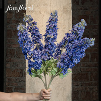 FONG IAN Nouveau Design Delphinium Artificiel Bleu, Faux Jacinthe Florale en Latex Effet Réel pour Mariage ou Décoration Intérieure pour le Nouvel An