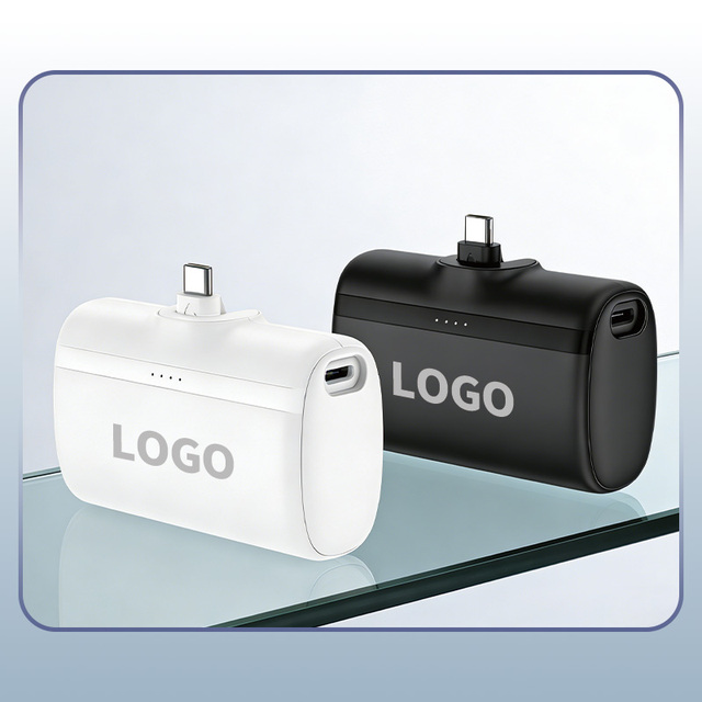 Mini 10000mah Power Bank with Compact Build-in Cables Small Capsule Design Power Bank PD 20W Fast Charging Output
