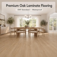 Plancher stratifié en chêne ENF, imperméable, embossé synchronisé, résistant à l'usure, système de clic, biseauté sur quatre côtés, revêtement de sol intérieur