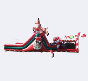 Tobogán Inflable de Navidad con Diseño de Reno y Bastón de Caramelo, Doble Carril, Seco/Húmedo, con Zona de Salto, Calidad Comercial para Fiestas y Eventos Navideños - Product Image 4
