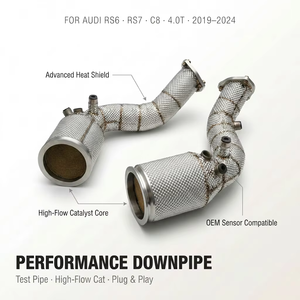 ท่อแคท OEM พร้อมดาวน์ไปป์สำหรับ Audi RS6/RS7 C8 4.0T ปี 2019-2024 รถสปอร์ต สแตนเลสสตีล ระบบไอเสีย Boska High Flow - Product Image 1