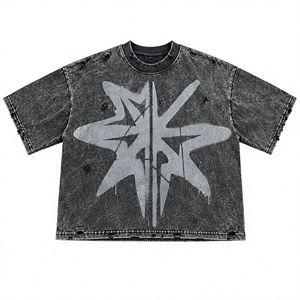 Camisetas Oversize Personalizadas de Algodón Pesado 100% Tejido con Estampado por Transferencia Térmica Ecológico y Lavado Ácido para Hombre - Estilo Urbano - Product Image 1