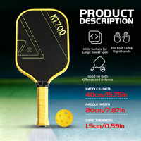 Raquette de pickleball FC KT700 de haute qualité en fibre de carbone synthétique 16 mm pour l'entraînement en extérieur, logo personnalisé, tendance pour enfants