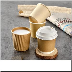 Taza de <span class=keywords><strong>café</strong></span> con grabado Biodegradable, vaso de papel Pla de impresión desechable con tapa, venta al por mayor - Product Image 5