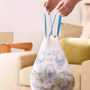 Cute Cartoon Biodegradable Printed Plastic Garbage <b>Bag</b> Portable Thickened Drawstring <b>Household</b> Kitchen <b>Trash</b> <b>Bags</b> - Product Image 6