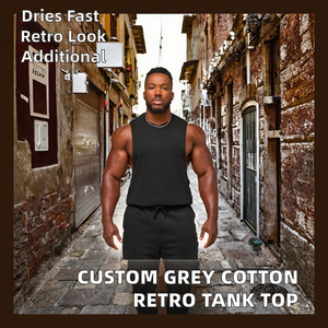 ออกแบบโลโก้ตามสั่ง เสื้อกล้ามสีเทา แขนกุด ผ้าฝ้าย 100% ระบายอากาศ แห้งเร็ว ทรงวินเทจ โอเวอร์ไซส์ หลวม สไตล์วอชท็อป สำหรับผู้ชาย - Product Image 2