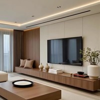 Ensemble de meuble TV et table basse en bois de luxe moderne, design simple et élégant, écologique et durable, pour la maison