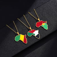 DUYIZHAO Collier Pendentif Carte des Pays Africains en Acier Inoxydable pour Homme Pendentifs Maroc Tunisie Bénin Egypte Carte