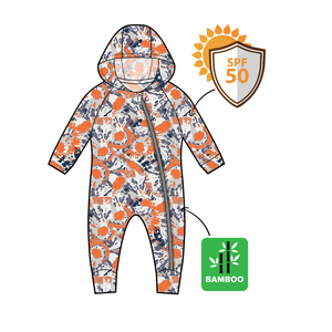 UPF 50 + มีฮู้ดไม้ไผ่ผ้าวิสคอสกวงอาทิตย์ที่ปลอดภัยสำหรับเด็กทารกทั้ง2ทางซิประบายอากาศขายส่งจากโรงงาน - Product Image 3